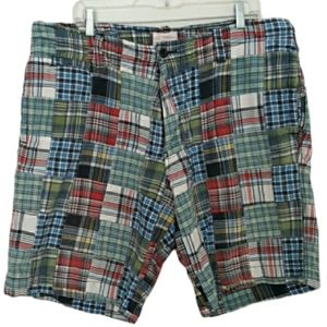 Red Camel Size 40 Blue Red Green Madras Patch Shorts